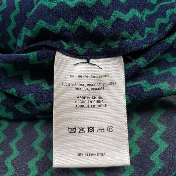 Maeve Anthropologie Button Up Blouse Women Large Green Zig Zag Long Sleeve Shirt - Picture 11 of 14